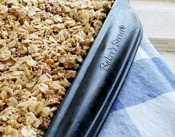 quinoa granola in pan