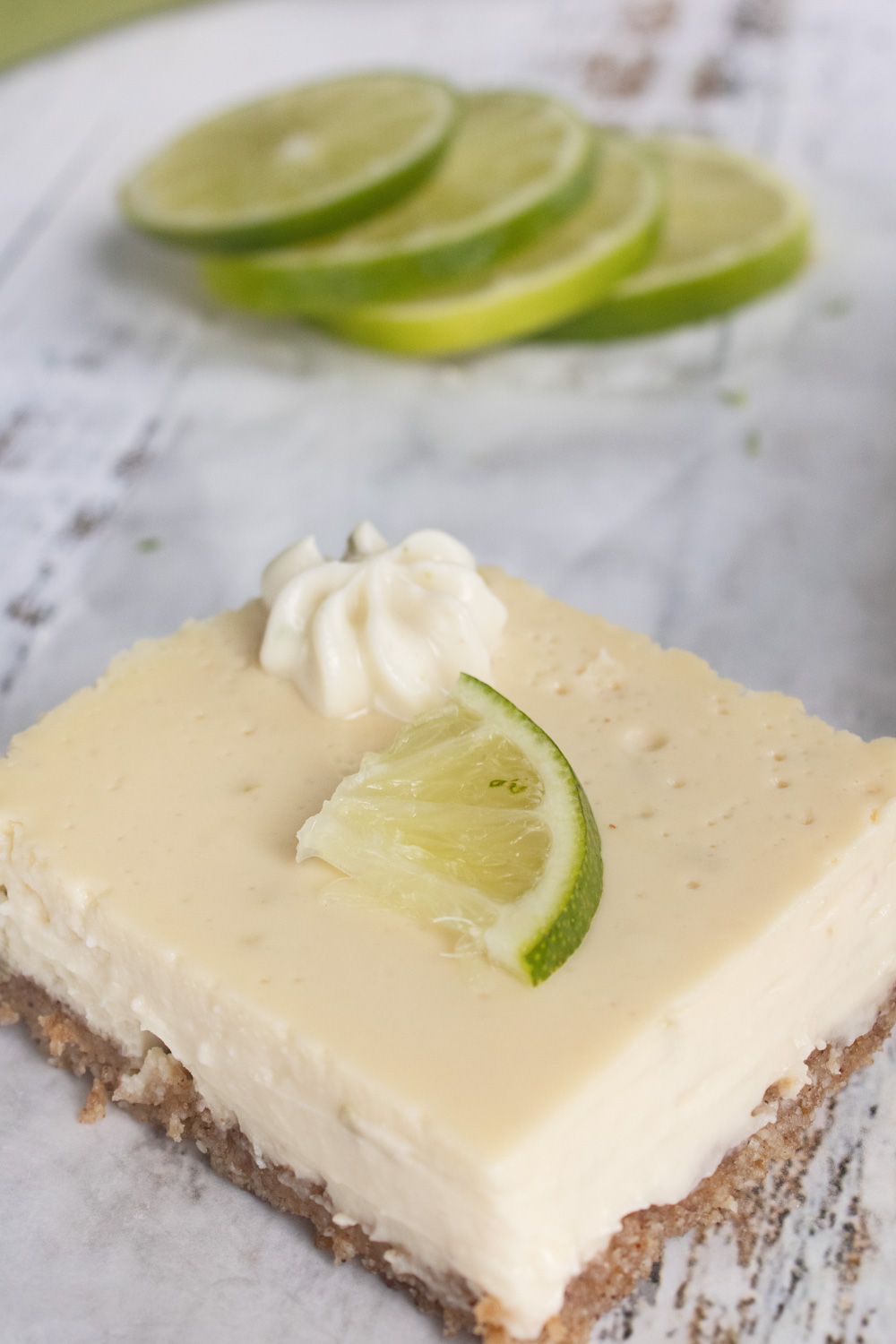 key lime cheesecake bars with graham cracker crust {lowcarb} Fork