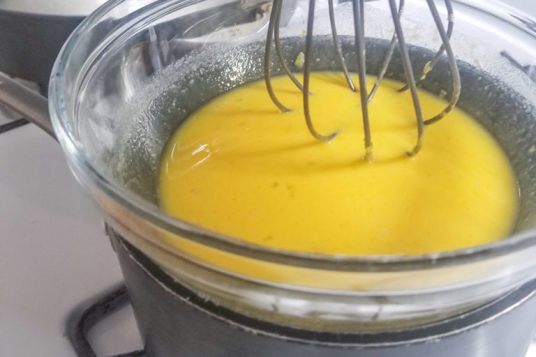 lemon curd in double boilder