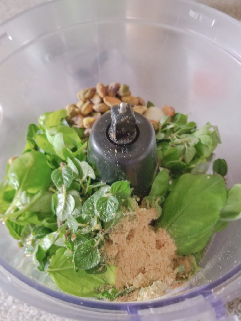 herbs in food processor
